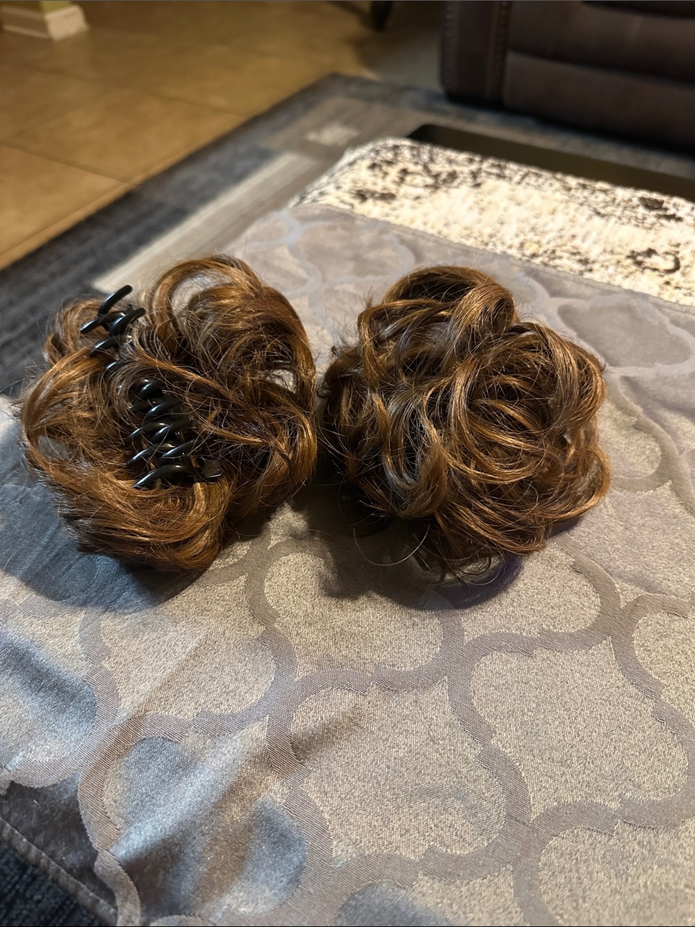Brown Clip-In Hair Bun claw clip  - Set of 2